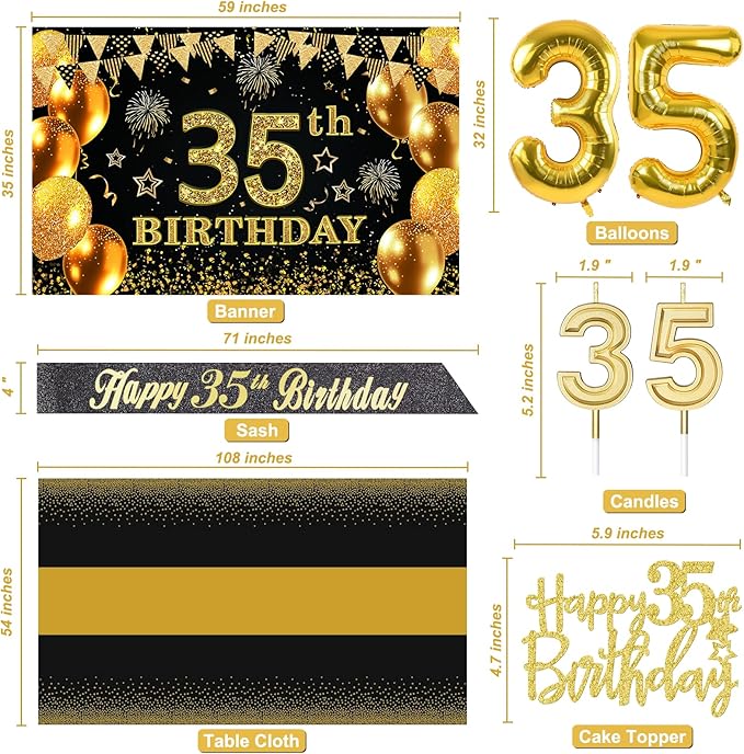 35th Birthday Decorations for Men Women with 35th Birthday Banner