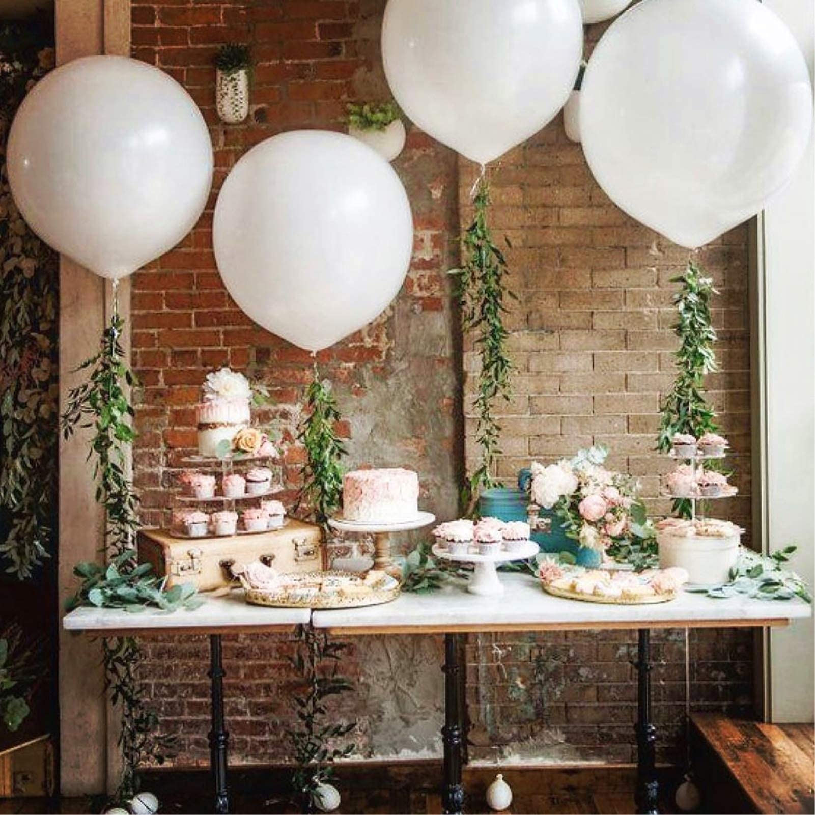 5PCS Big White Balloons Giant 36 Inch Large White Balloon Jumbo