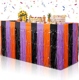 6 Pack Halloween Table Skirt Decorations Orange Purple and Black