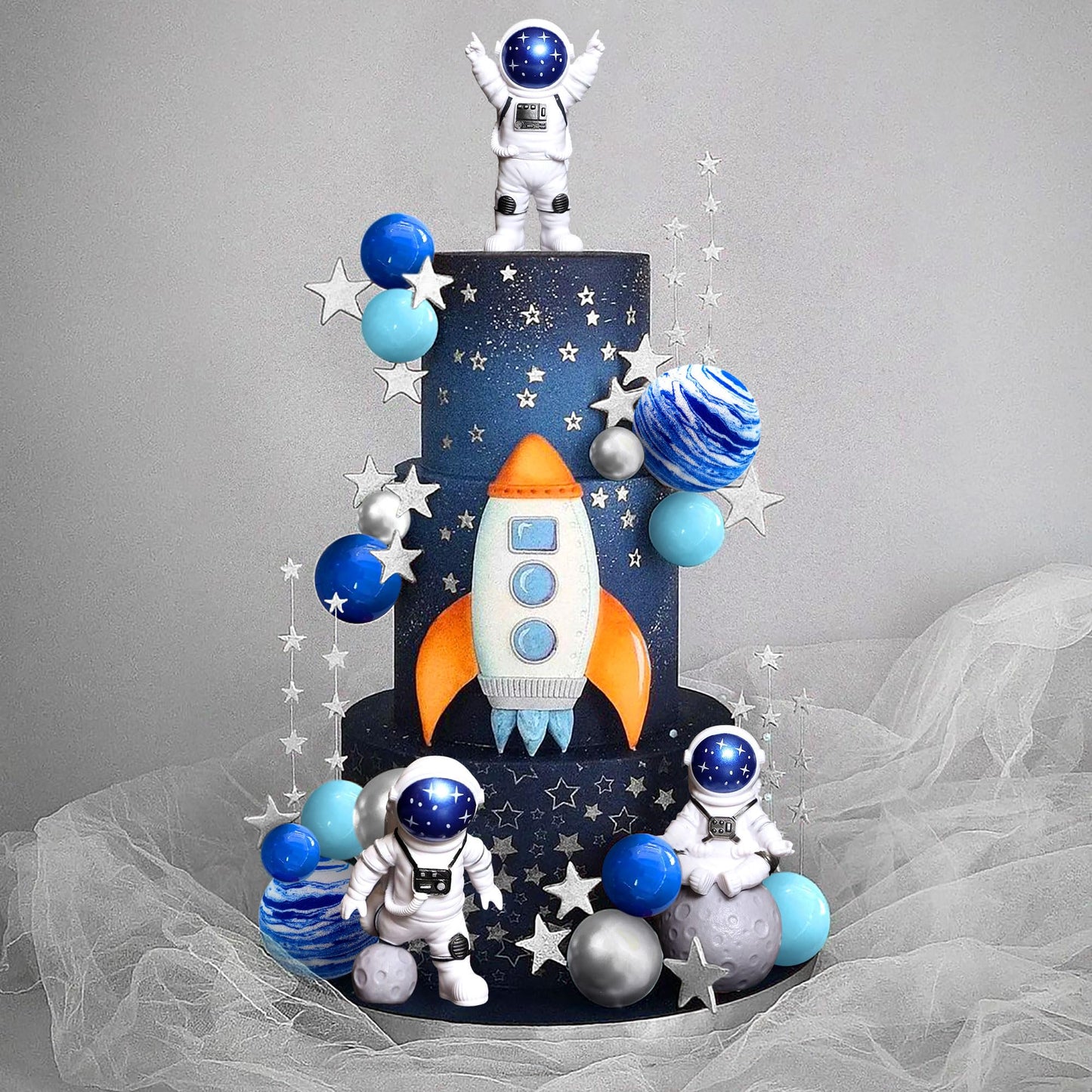 Space Cake Toppers Outer Space Astronaut Rocket Stars Cake