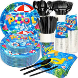 175Pcs Pool Party Supplies Beach Ball Party Set 9 Pool Party Plates