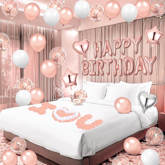 Pink Birthday Balloons Decorations Rose Gold Birthday Balloon