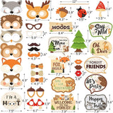 35 PCS Woodland Animal Photo Booth Props Wild One Camping Forest