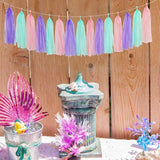Pink-Purple Mint Mermaid Ocean-Themed Party-Decorations - 15pcs