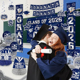 Graduation Decorations 2026 Blue and Silver Graduation Party Decor