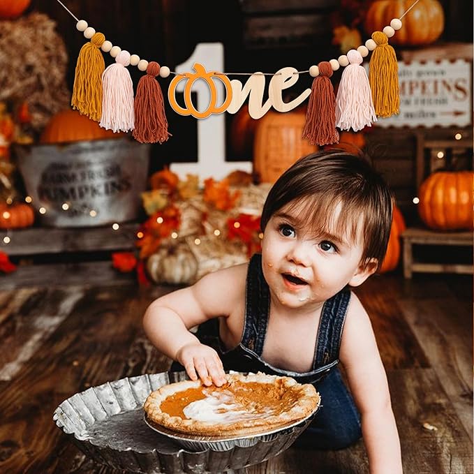 Pumpkin Tassel High Chair Banner 1st Birthday Decorations Fall