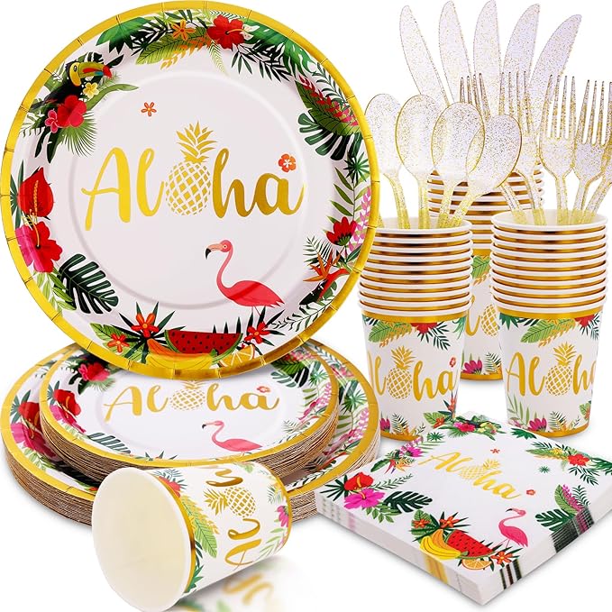 Hawaiian Luau Party Decorations Aloha Plates and Napkins Party
