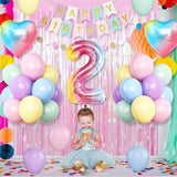 2nd Birthday Decorations Rainbow Gradient Number 2nd Balloon Pastel