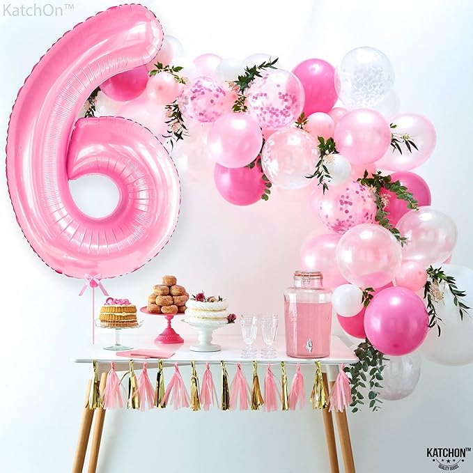 KatchOn, Giant Light Pink Number 6 Balloon - 40 Inch | 6 Balloon