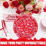 Valentine's Day Party Supplies Pink Red Heart Love Paper Plates