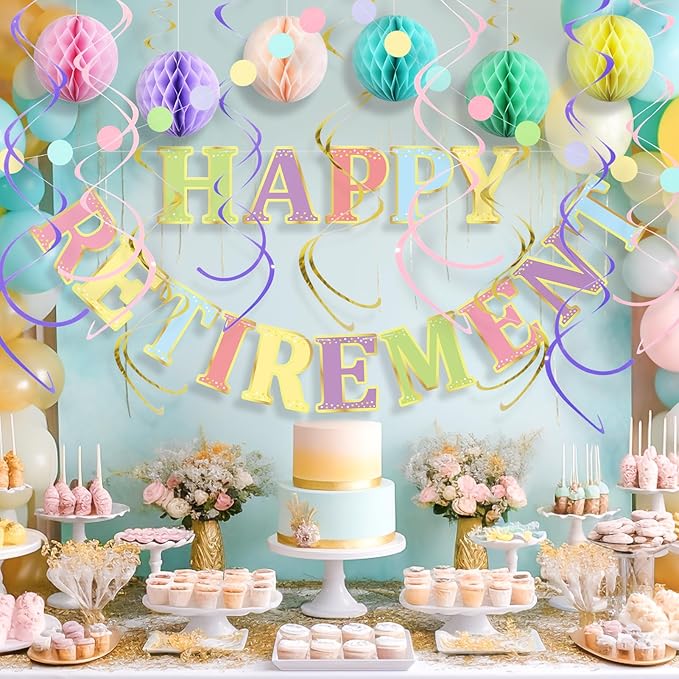 Retirement Party Decorations Kit for Women 17 Piece Elegant Pastel
