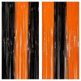 KatchOn, Black and Orange Foil Fringe Curtain - XtraLarge 3.2x8 Feet,