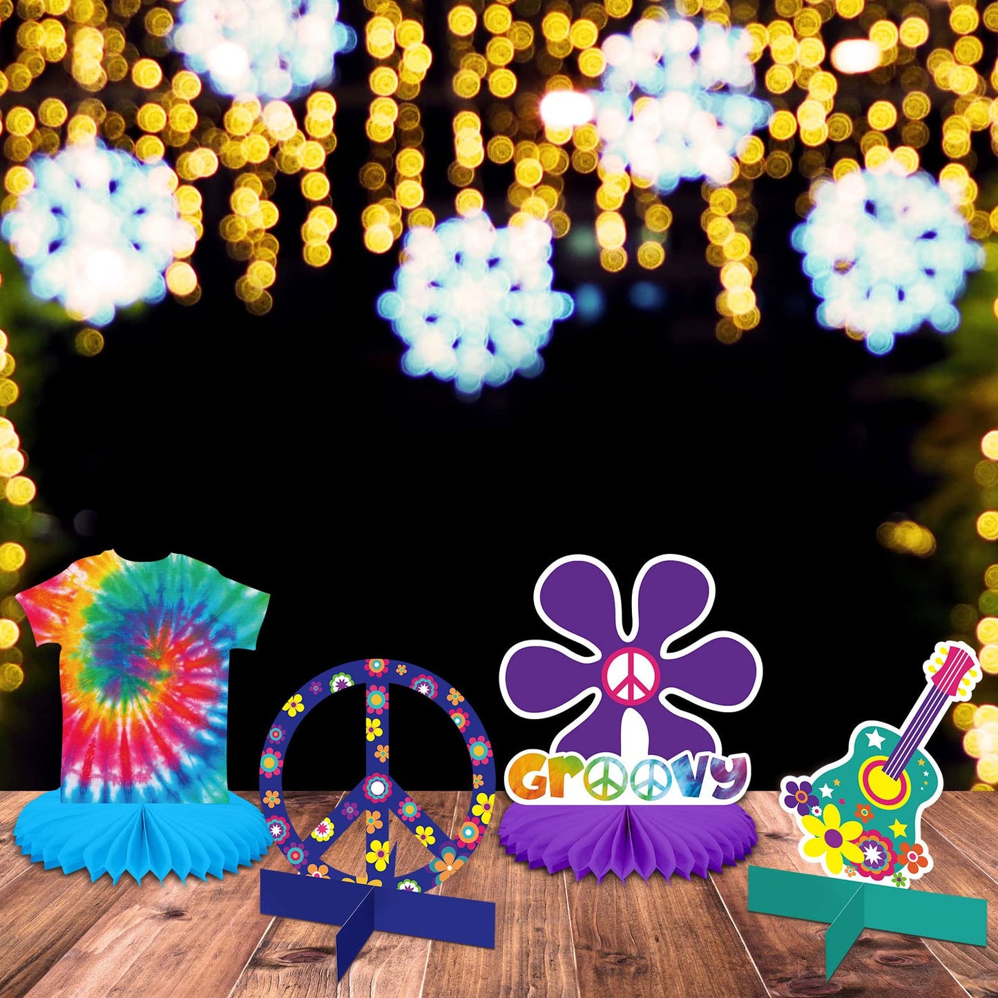 Nezyo 12 Pcs Tie Dye Hippie Party Honeycomb Centerpieces Decorations