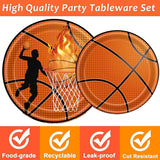 120 Pcs Basketball Party Supplies Bundle Paper Plates Napkins Forks