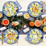 HSPAIDYP 50PCS Lemon Party Supplies7 Capri Lemon Paper Plates Blue