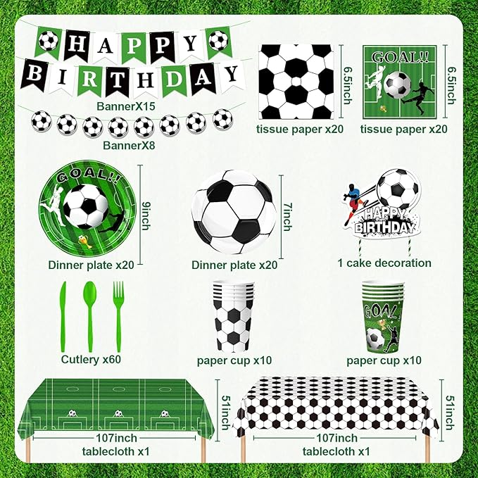 187 PCS Soccer Party Decorations Kit Football Birthday Party