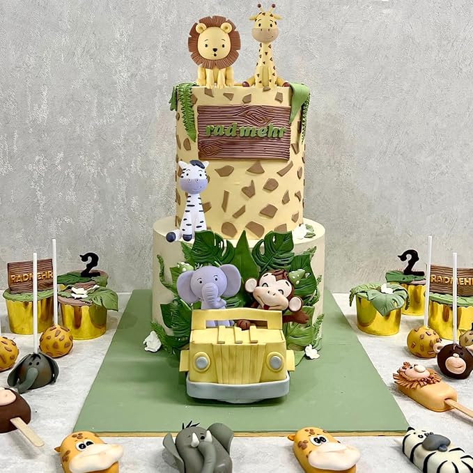 Safari Animal Cake Toppers Jungle Wild Cake Decorations with Lion