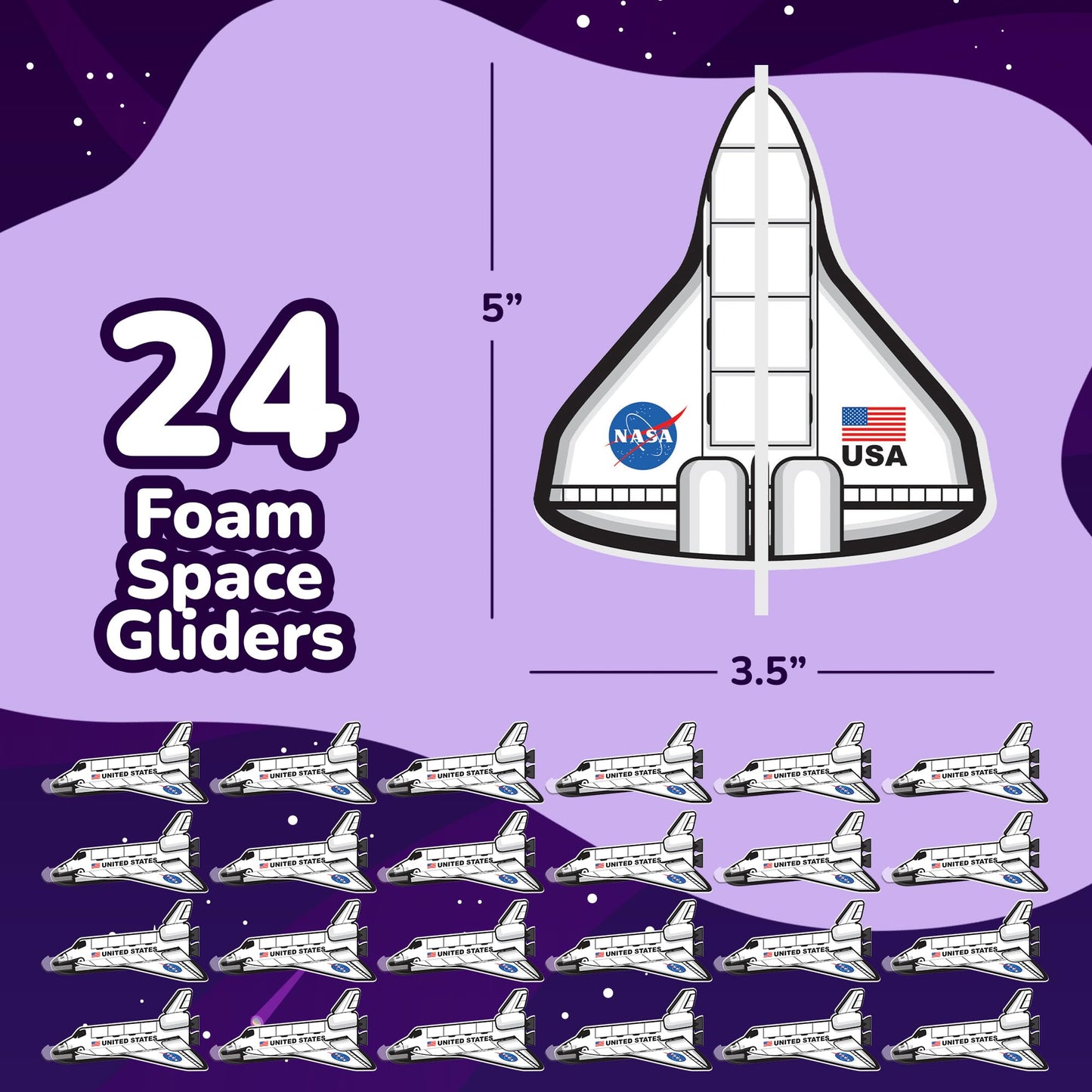 ArtCreativity Space Shuttle Gliders, Set of 24, Flying Toys for Boys &