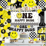 One Happy Dude 1st Birthday Decorations for Boy Smile Face Balloons