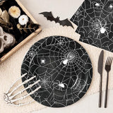 100 Pcs Halloween Spider Web Tableware Party Supplies Set Serves 25