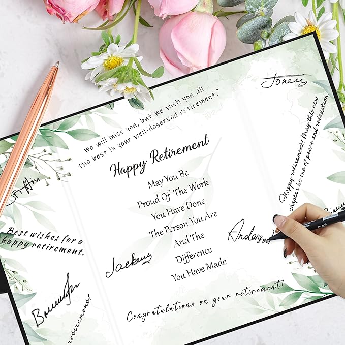 Retirement Decorations Watercolor Leaf Retirement Signature Book