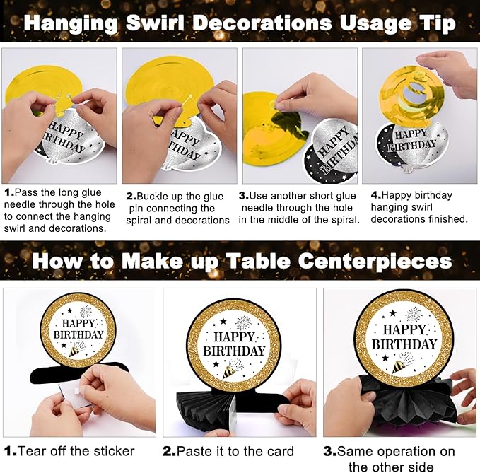 Black and Gold Birthday Decorations Brithday Party Decorations for