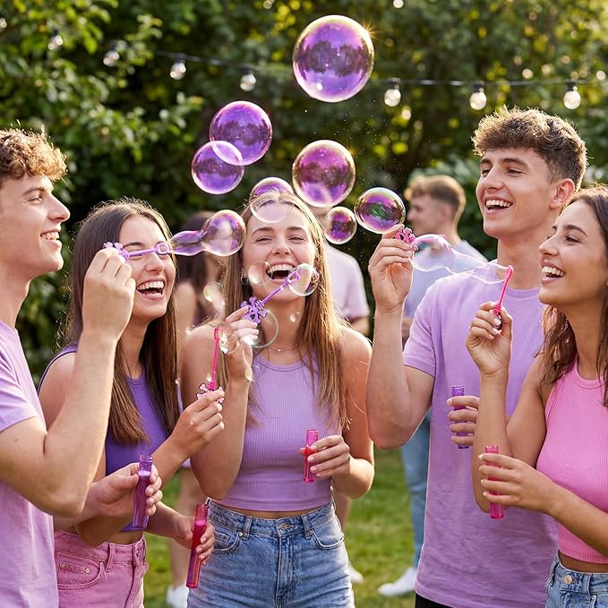RoundFunny 24 Pcs Skull Mini Bubble Wands Skeleton Theme Party