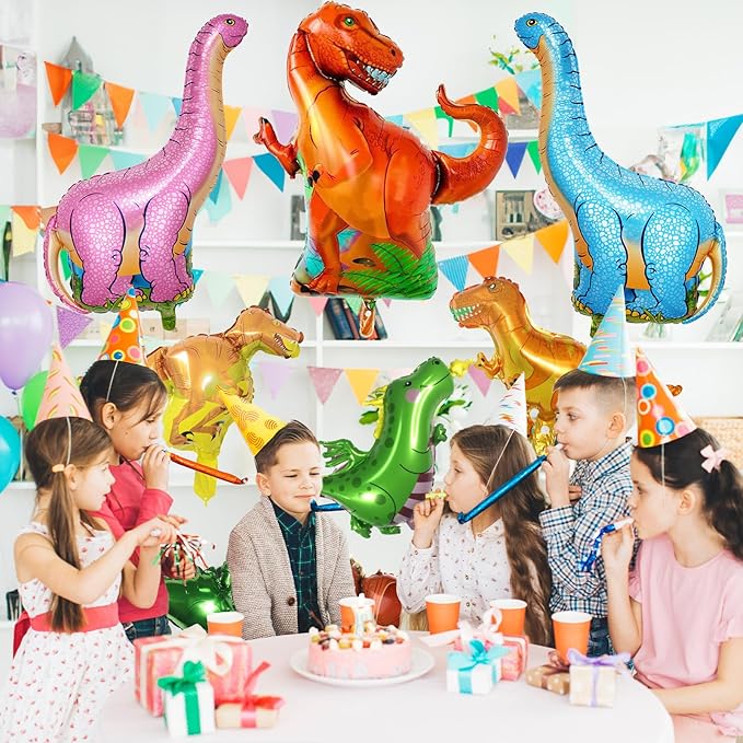 Dinosaur Foil Balloons Set 12 50 in 7 Pieces Large Dinosaur Aluminum
