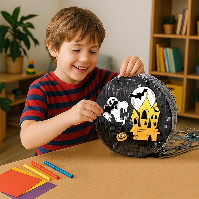 Black Round Piñata for DIY Halloween Black Moon Piñata for Kids DIY