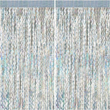 2 Pack Silver Backdrop Curtain Tinsel Streamers Sparkle Metallic Wavy