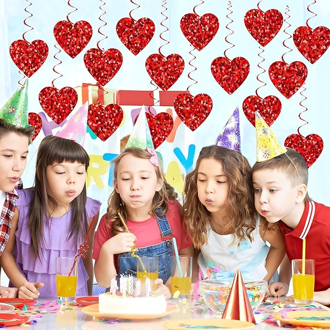 36 Pcs Valentine's Day Hanging Decorations Heart Hanging Swirl