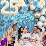 Dusty Blue 25th Birthday Party Decorations for Her Him Beige Cream