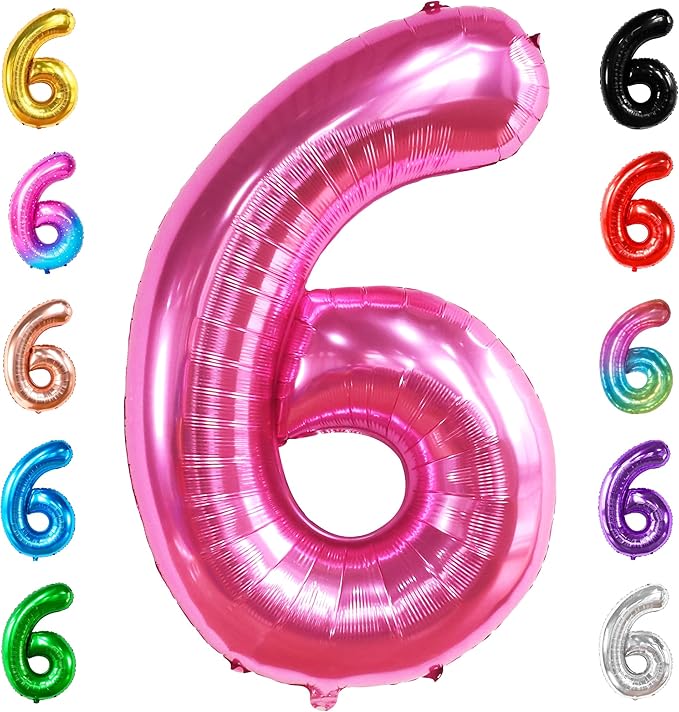 KatchOn, Giant Hot Pink Number 6 Balloon - 40 Inch | 6th Birthday