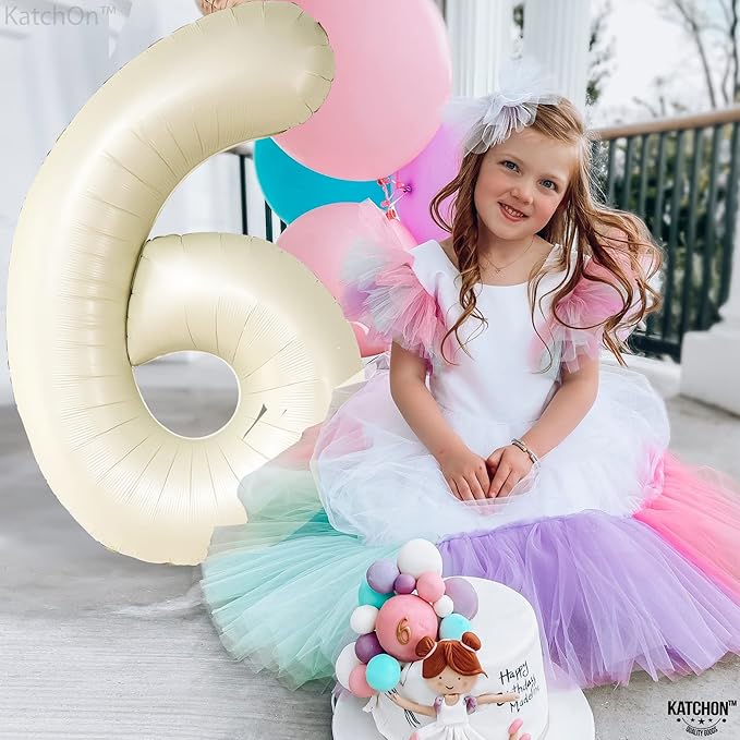 KatchOn, Cream Number 1 Balloons for 1st Birthday - Giant 40 Inch | On