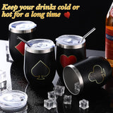 4 Pcs Casino Party Cups Pokers Glasses Stainless Steel Wine Tumblers