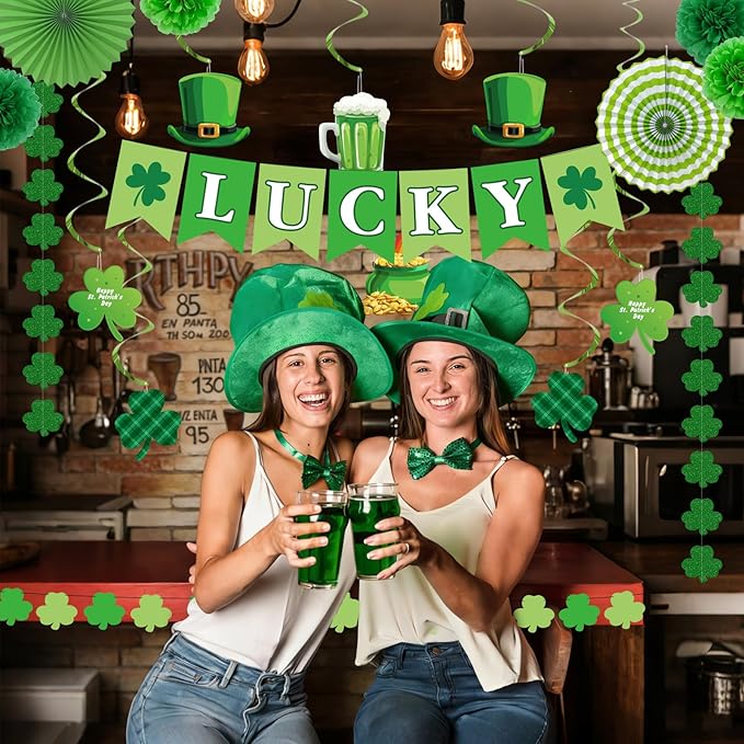 St Patrick's Day Decorations Kit Shamrock Garlands Hanging Swirls
