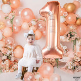 KatchOn, Rose Gold 1 Balloons for 1st Birthday - 40 Inch | Peach