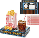 Movie Night Supplies 100 Pcs 50 Movie Snack Trays & 50 Popcorn Bags