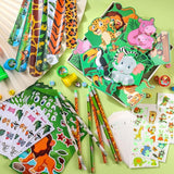 120Pcs Jungle Safari Party Favors Zoo Animals Sticker Stampers Slap
