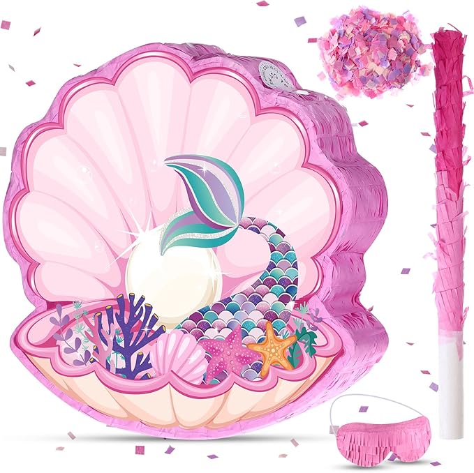 Seashell Mermaid Piñatas for Birthday Party Girl Sea Theme Piñata