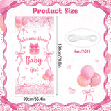 Welcome Home Baby Girl Banner Decorations Pink Bow Baby Shower