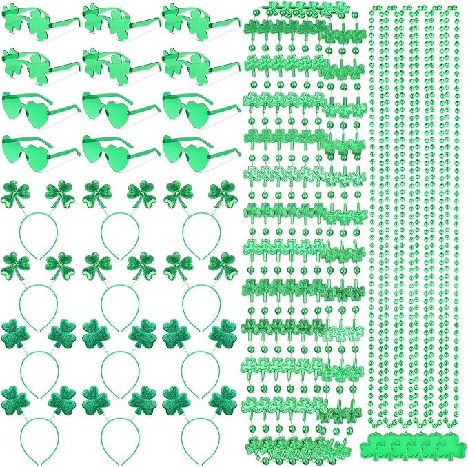 36 Pieces St Patricks Day Favors Set Including 12 Shamrock Glasses
