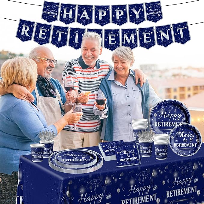 142Pcs Retirement Tableware Party Decorations Happy Retirement