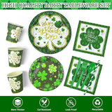 194 Pcs St Patricks Day Paper Plates & Napkins Green Shamrock Paper