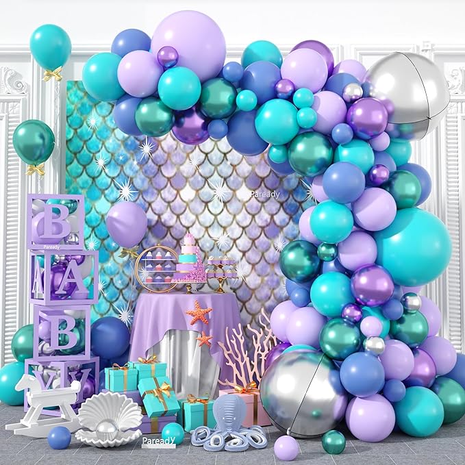 Mermaid Balloon Arch Kit 120pcs Blue Purple Balloon Garland Arch Kit