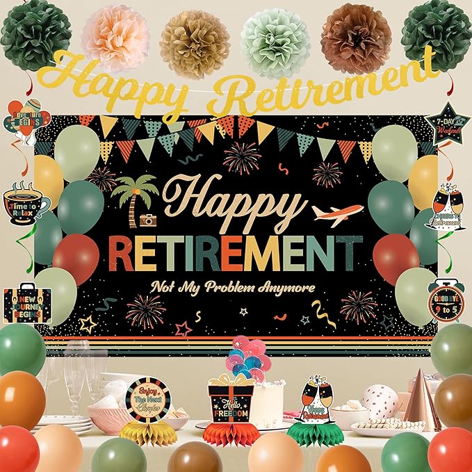 Retirement Decorations for Men Women Colorful Vintage Retirement