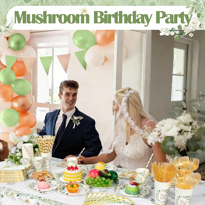 452 Pcs Sage Green Bridal Shower Decorations for 50 Eucalyptus