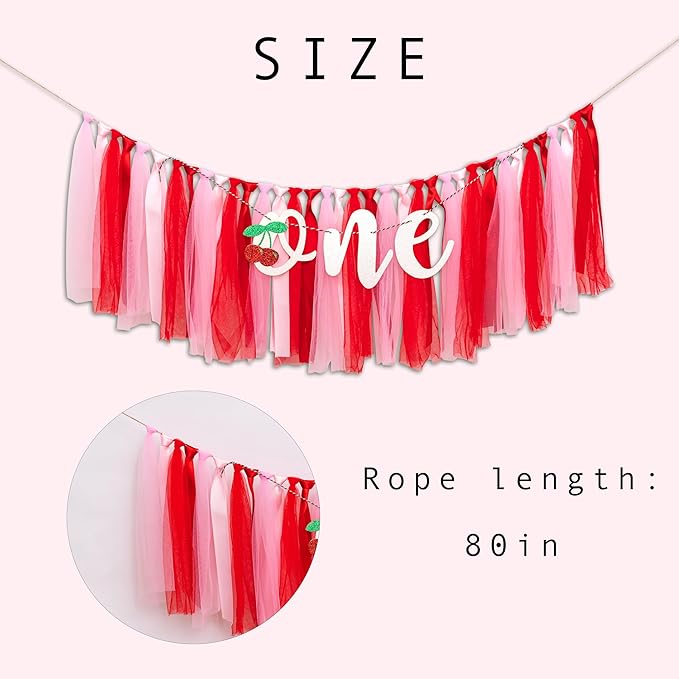 Cherry One High Chair Banner Cherry Themed First Birthday Party