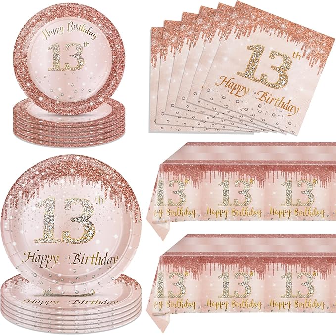13th Birthday Party Decorations for Girls Rose Gold Birthday