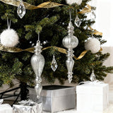 DN DECONATION Mercury Glass Finial Christmas Ornaments, Large Hanging